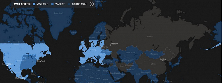 Фото - Интернета от Starlink не будет в России? Судя по карте — да