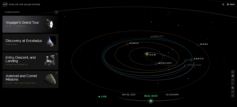 Фото - NASA запустило сервис, который показывает прошлое и будущее Солнечной системы